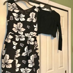 black and white dress and overlay